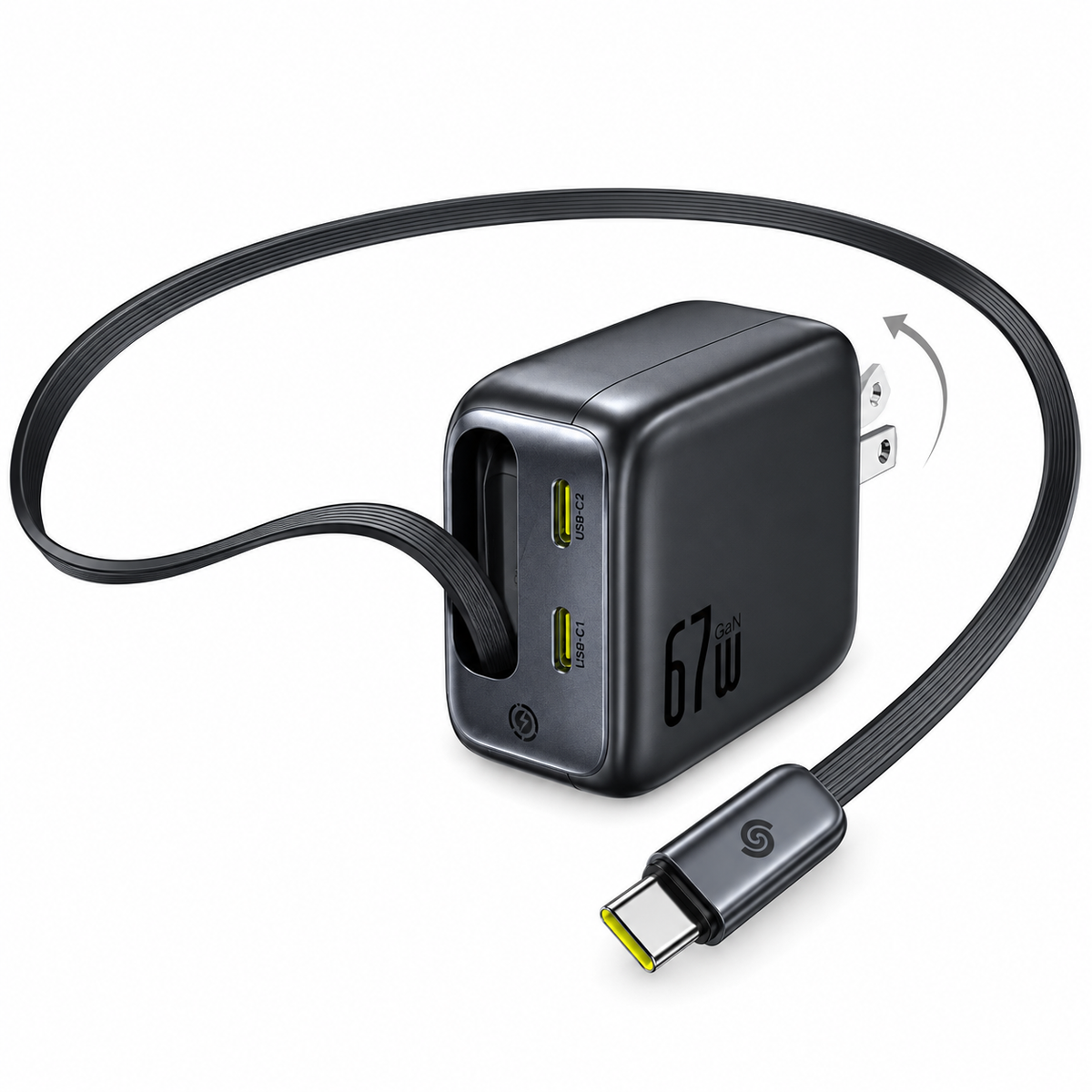 Baseus EnerCore CJ11 67W GaN Fast Charger with Retractable USB-C Cable