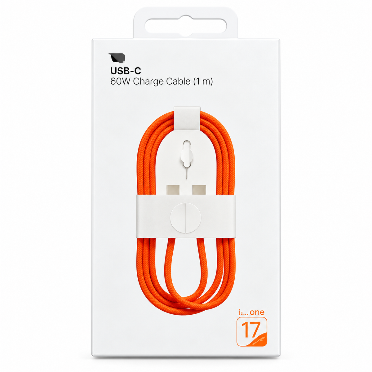 USB-C to USB-C 60W Braided Fast Charging Cable – 1 Meter (Orange) | 100% Original