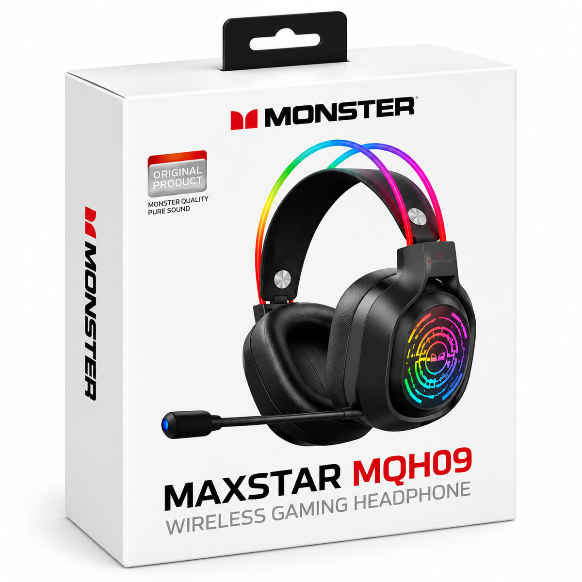 Monster MAXSTAR MQH09 Wireless RGB Gaming Headset – White-black