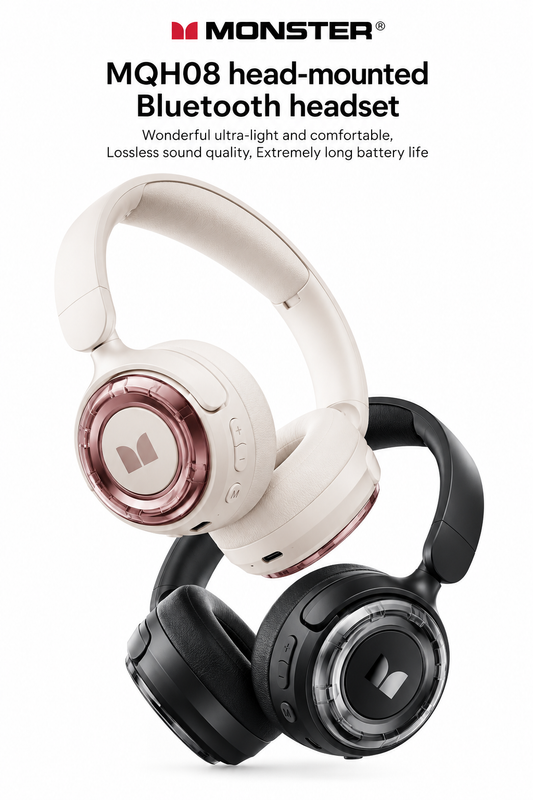 Monster MAXSTAR MQH08 Wireless Bluetooth Headphones – Black & White