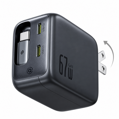 Baseus EnerCore CJ11 67W GaN Fast Charger with Retractable USB-C Cable