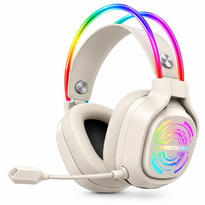 Monster MAXSTAR MQH09 Wireless RGB Gaming Headset – White-black