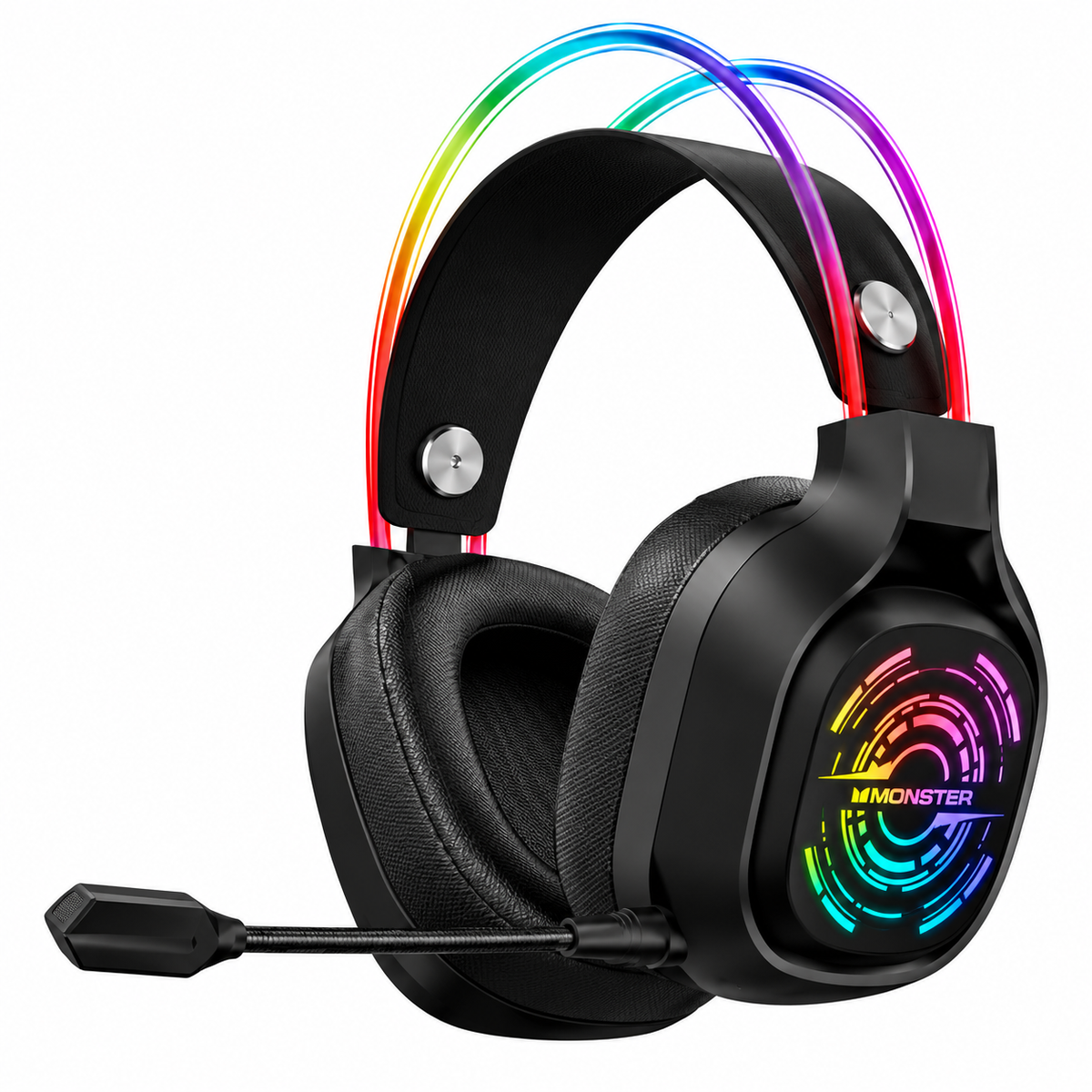 Monster MAXSTAR MQH09 Wireless RGB Gaming Headset – White-black