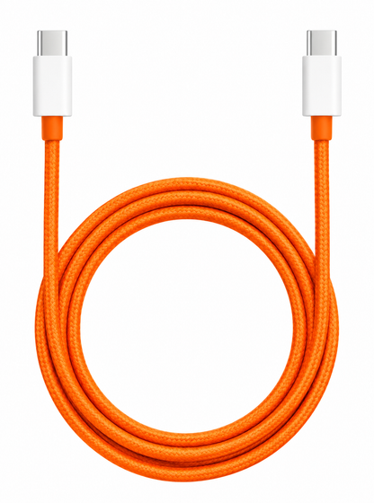 USB-C to USB-C 60W Braided Fast Charging Cable – 1 Meter (Orange) | 100% Original