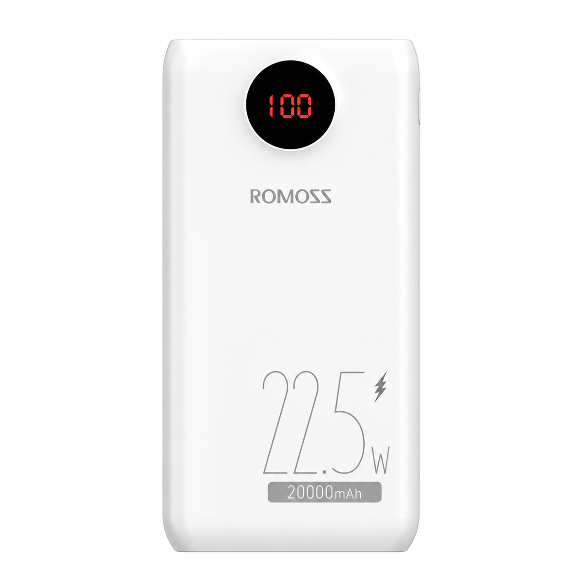 ROMOSS 20000mAh 22.5W Fast Charging Power Bank – White | LED Digital Display