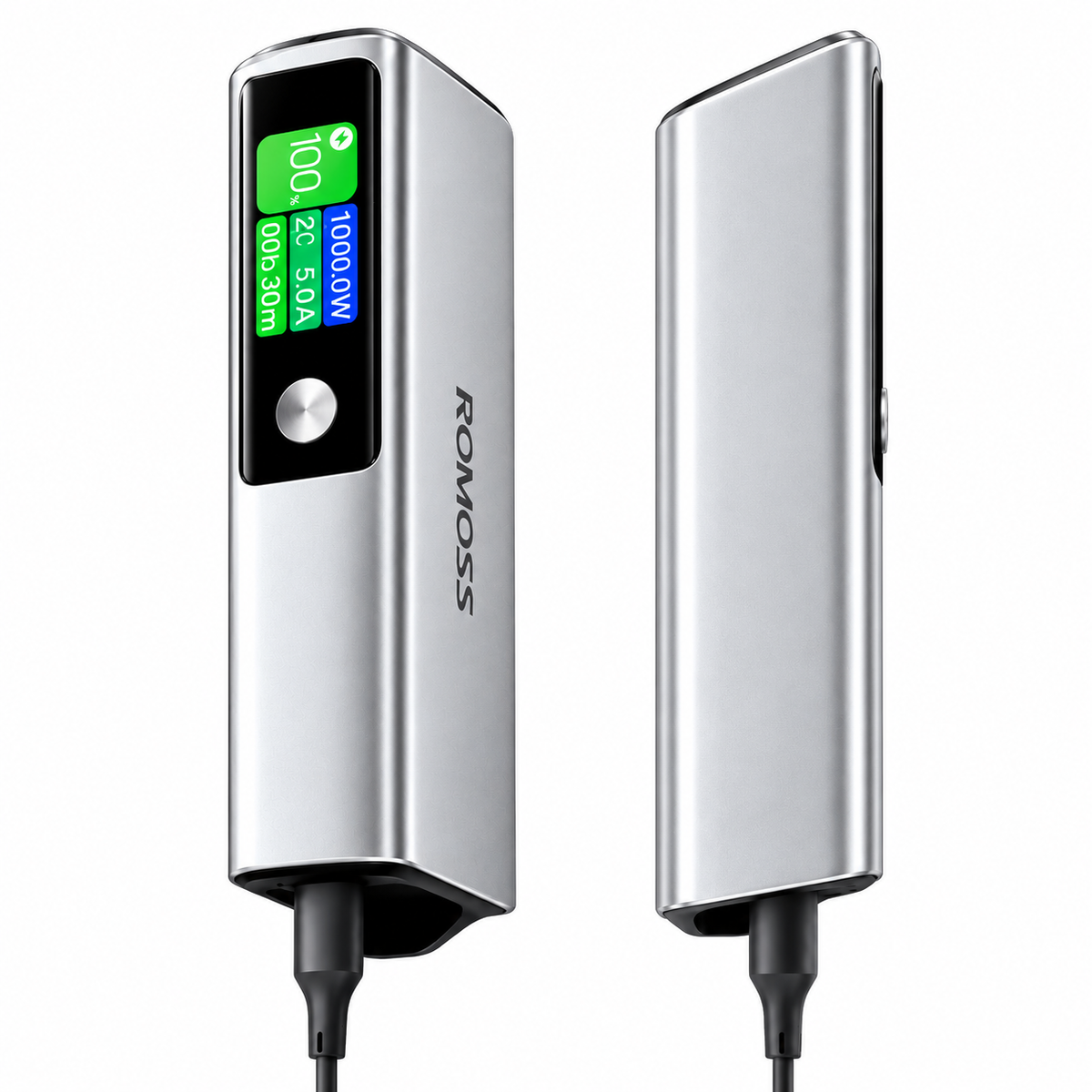 `ROMOSS 20000mAh 130W Fast Charging Power Bank – Silver