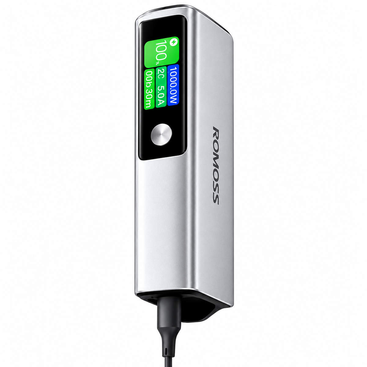 `ROMOSS 20000mAh 130W Fast Charging Power Bank – Silver